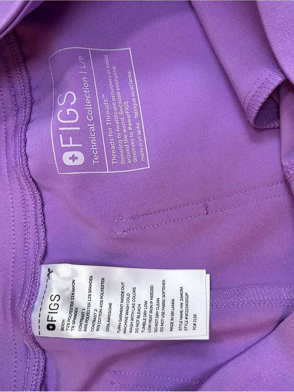 Figs Womens LP Zamora High Waisted Jogger Scrub Pant, PO#3158 Purple/Lilac - Picture 8 of 10